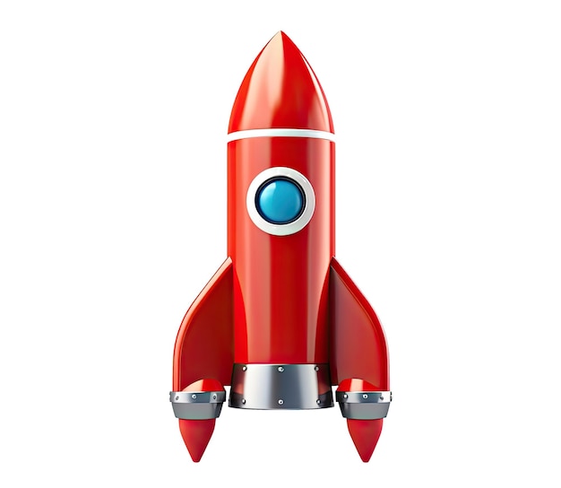 Red rocket space ship isolated on white background Generative AI