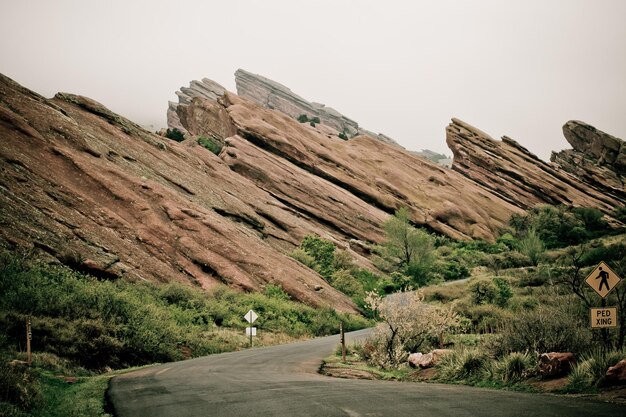 Red Rocks Amphitheatre park after the rain in Spring, Colorado.