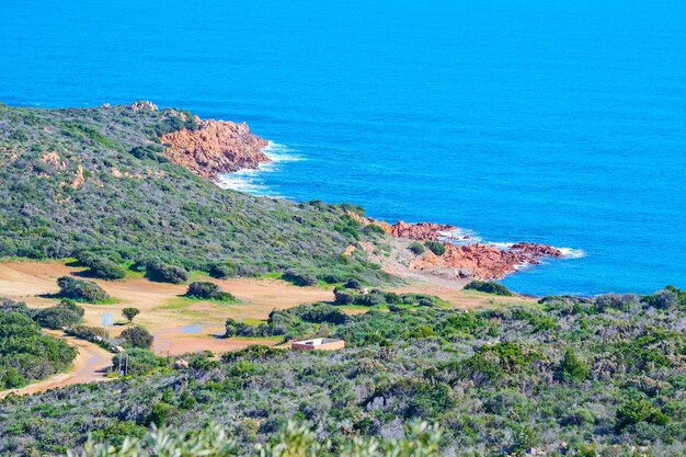 Red rocks in costa smeralda italy