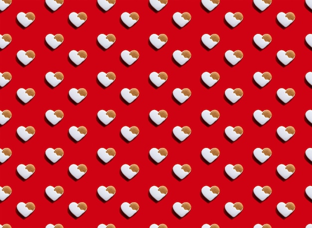 Red romantic background heart seamless pattern