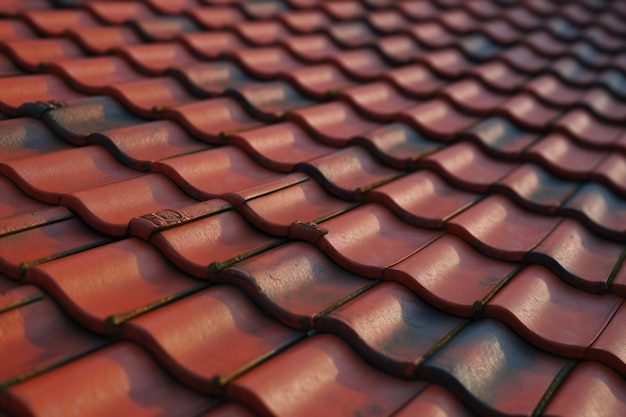 Red roof tiles on a house in the country