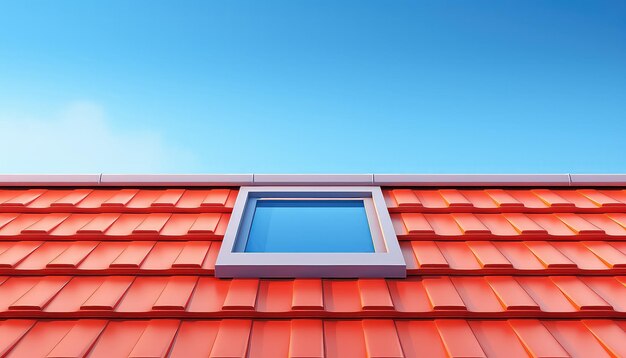 A red roof with a window on the top