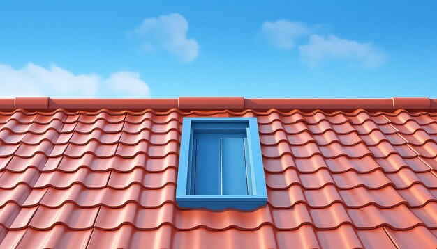 Photo a red roof with a window on the top