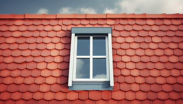 A red roof with a window on the top