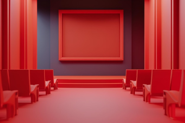 Photo a red room with a black wall and a red framed picture