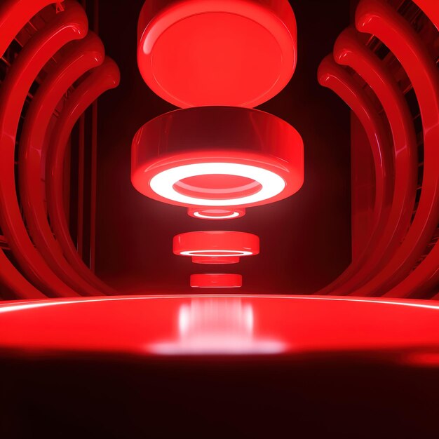 A red room with a ring of rings and a ring of rings