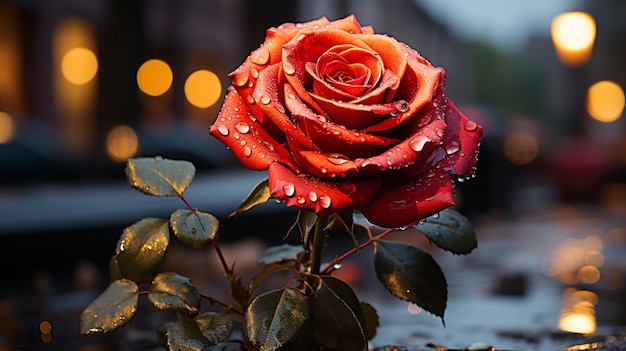 red rose on the black background