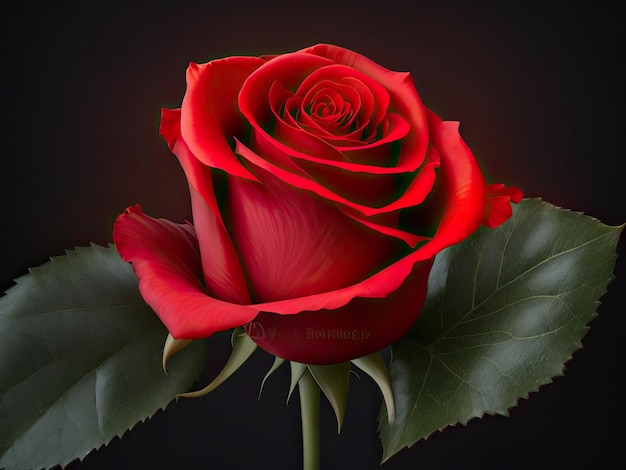 Red rose on a black background