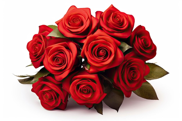 흰색 배경에 고립 된 빨간 장미 꽃다발