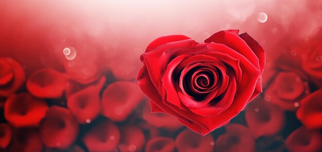 Red rose buds background with copyspace womens day rose blured background ai generated