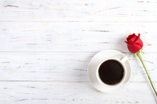 Red rose and coffee