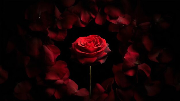 Red rose in darkness