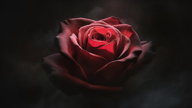 Red rose in darkness