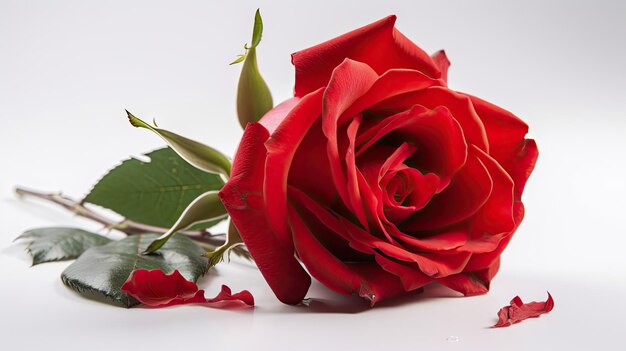 Красный цветок розы на белом фоне