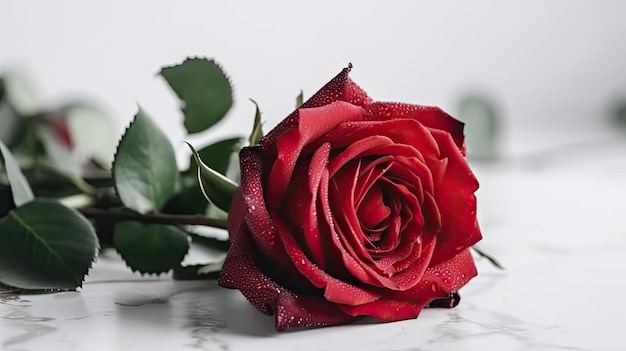 Red rose flower on white background