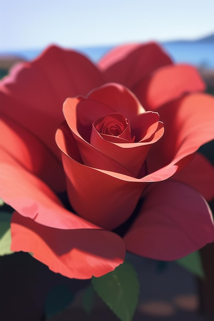 A red rose in the garden