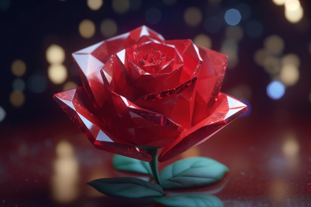 Red rose glass Garden nature Generate Ai