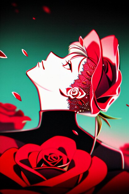 Photo red rose hd wallpaper background illustration cartoon animation design material