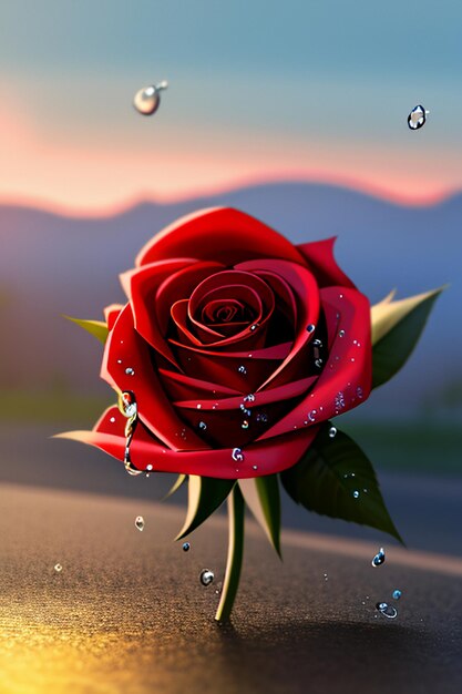 Red rose HD wallpaper background illustration cartoon animation design material