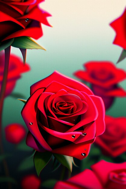 Red rose hd wallpaper background illustration cartoon animation design material