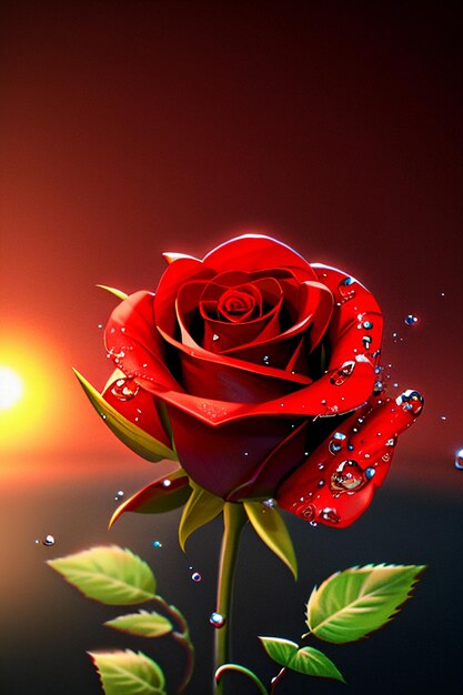 Red rose HD wallpaper background illustration cartoon animation design material