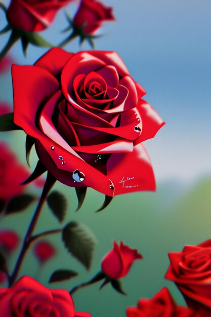 Red rose hd wallpaper background illustration cartoon animation design material