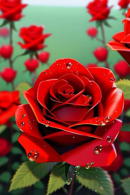 Red rose HD wallpaper background illustration cartoon animation design material