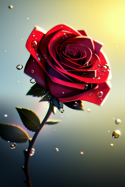 Red rose HD wallpaper background illustration cartoon animation design material