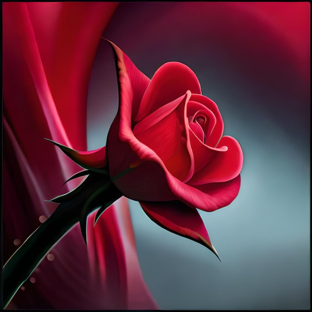 Показана красная роза со словом «любовь».