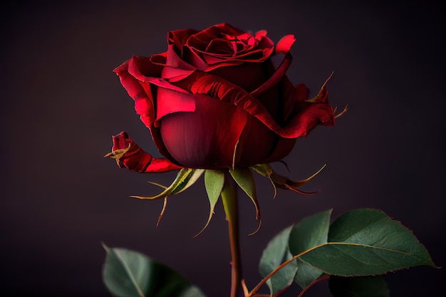 Red rose isolated with light background rose flower