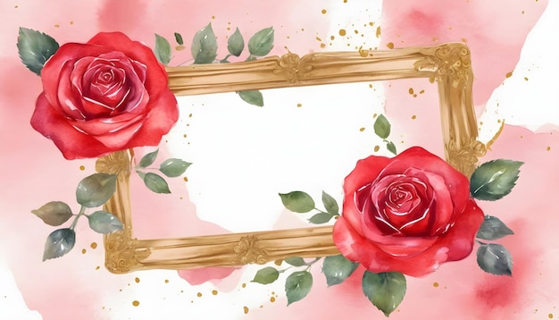 Red Rose Love Frame floral Background