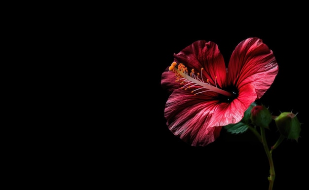 the red rose mallow closeup photoshoot with dark background