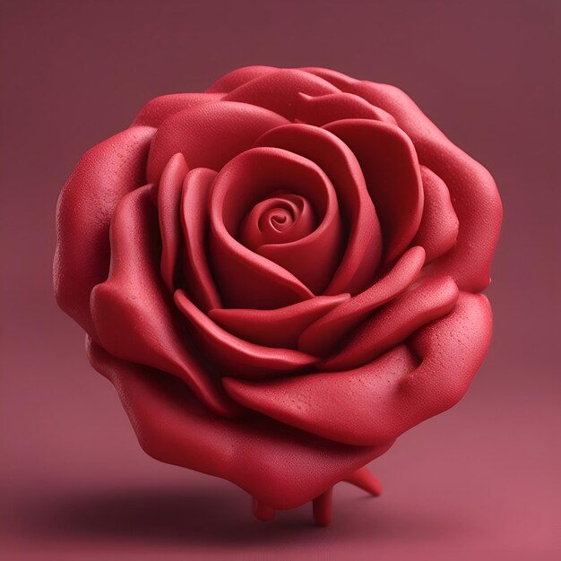 Photo red rose on a pink background 3d rendering 3d illustration