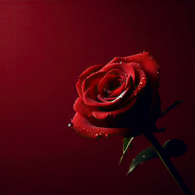 красная роза на красном фоне ai генеративный