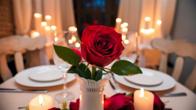 Red rose for romantic date