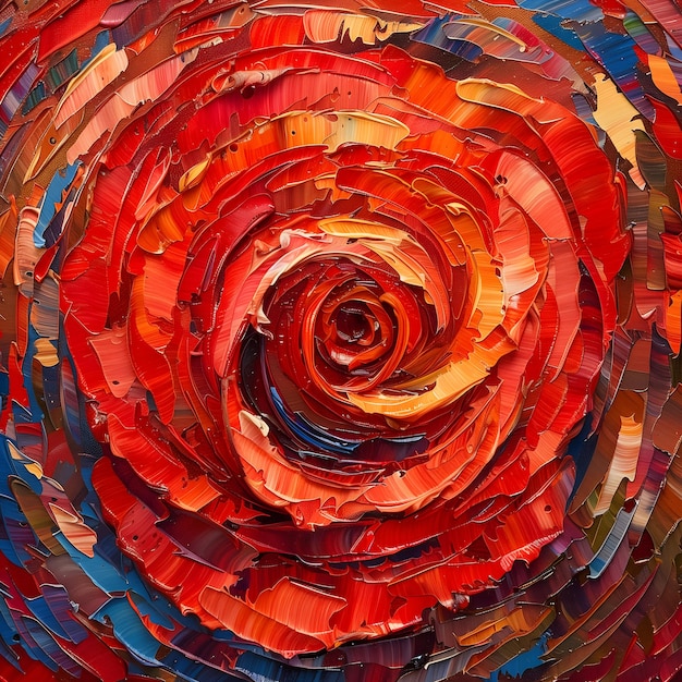 Photo red rose spiral oil painting background