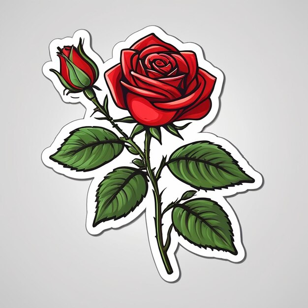 Наклейка красной розы с генеративным ИИ
