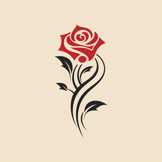 Photo a red rose tattoo design on a white background generative ai