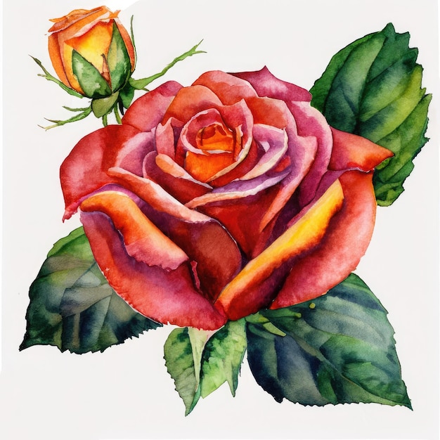 Red rose watercolor painting design