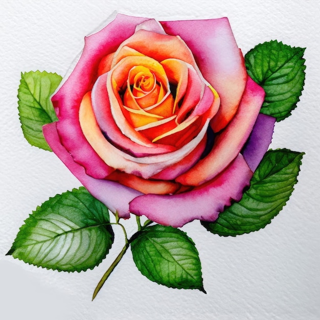 Red rose watercolor painting design