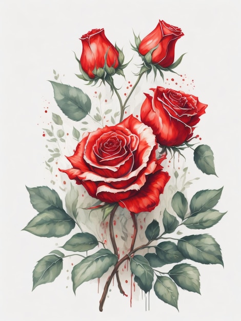 Red rose watercolor