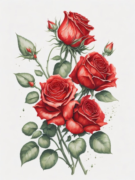 Premium AI Image | Red rose watercolor