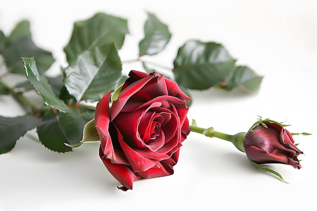 A red rose on a white background