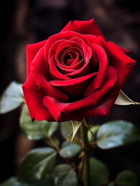 검은색 배경과 어두운 배경이 있는 빨간 장미.
