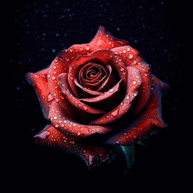 Red rose with black background