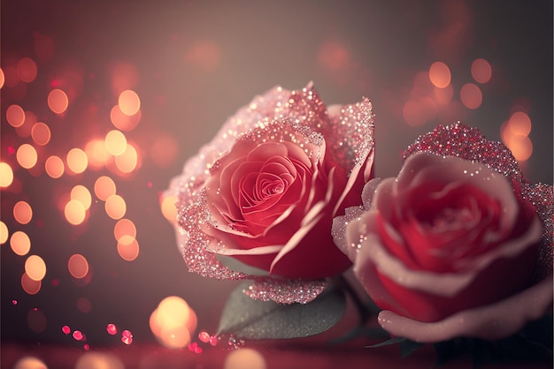 A red rose with glitter on it