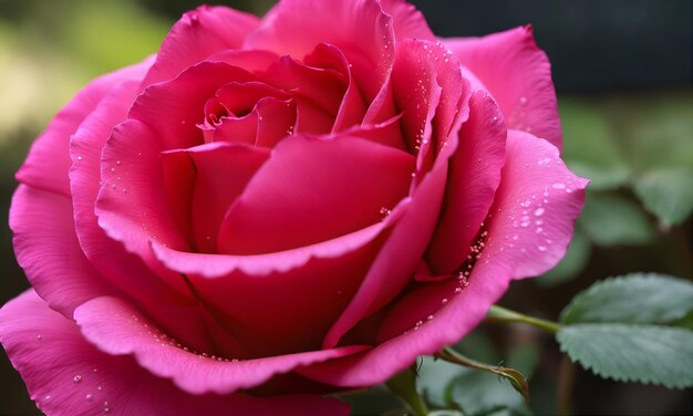 Foto una rosa rossa con gocce di acqua di rosa su di essa