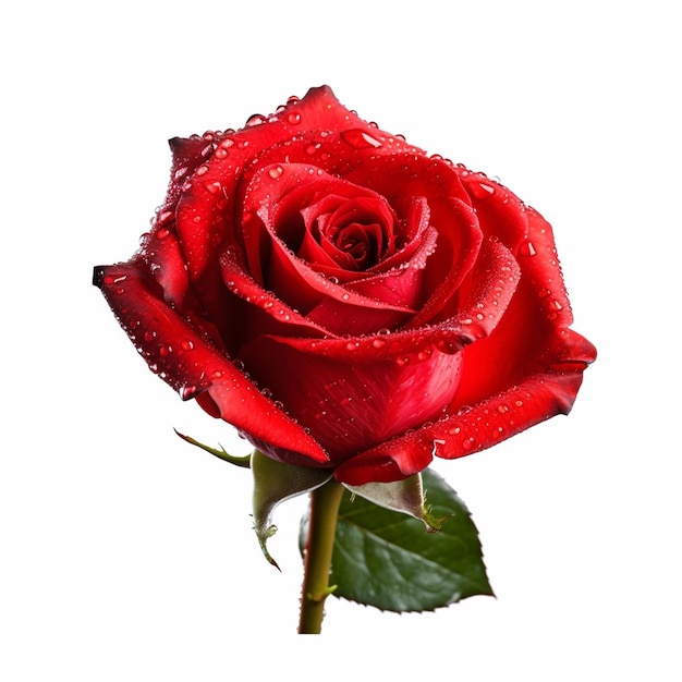 A red rose with water droplets on it