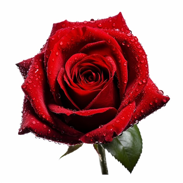 A red rose with water droplets on it