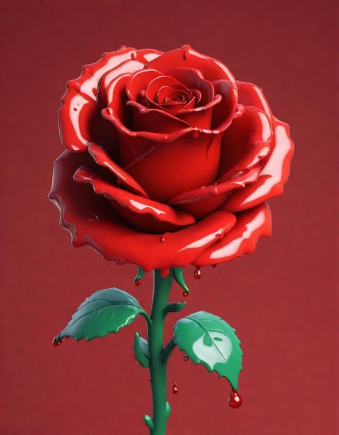 Foto una rosa rossa con gocce d'acqua su di essa